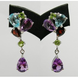 SILVER EARRING MIXED GEMSTONES