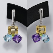 SILVER EARRING MIXED GEMSTONES