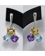 SILVER EARRING WITH MIXED GEMSTONES