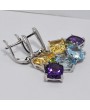 SILVER EARRING WITH MIXED GEMSTONES