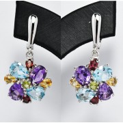 SILVER EARRING MIXED GEMSTONES
