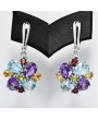 SILVER EARRING WITH MIXED GEMSTONES