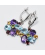 SILVER EARRING WITH MIXED GEMSTONES