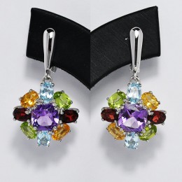 SILVER EARRING MIXED GEMSTONES