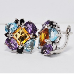 SILVER EARRING MIXED GEMSTONES