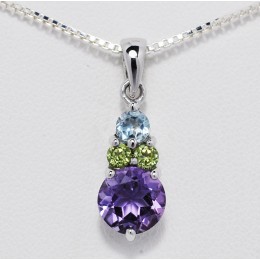 Silver pendant with gemstones