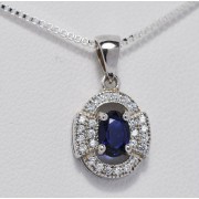 BLUE SAPPHIRE IN SILVER PENDANT