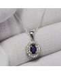 BLUE SAPPHIRE IN SILVER PENDANT