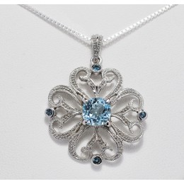SILVER PENDANT BLUE TOPAZ