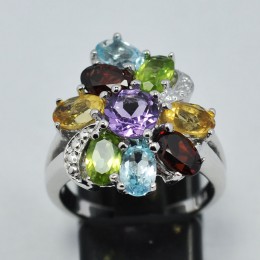 GEMSTONES NATURLS SILVER RING 
